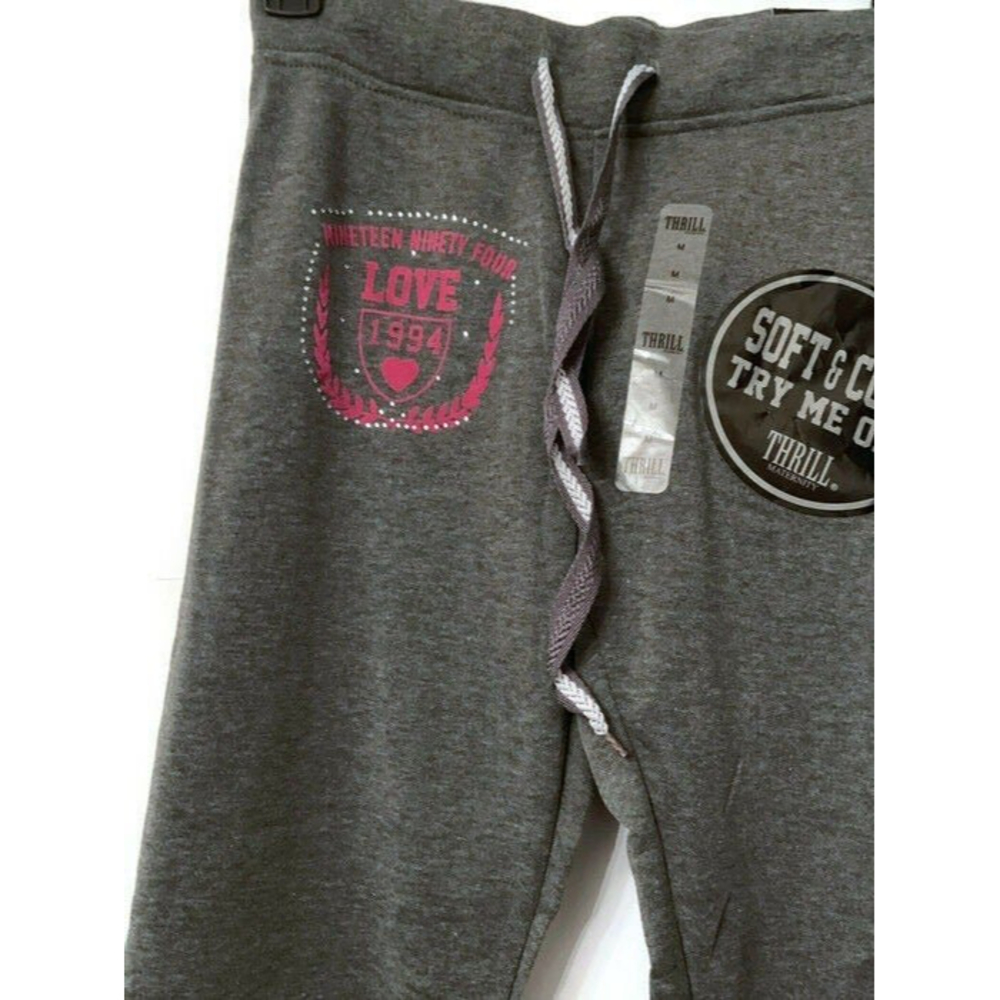 Thrill Maternity Fleece Capri's”LOVE 1994"Charcoal W/Pink Lettering/Women's Sz M